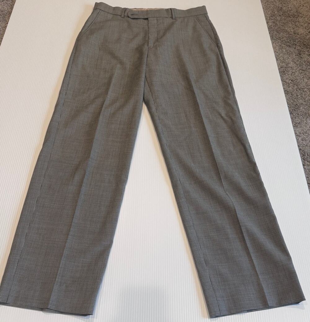 Ballin Classic Super 100's Wool Dress Pants Men's 33x31 Gray Micro Check EUC